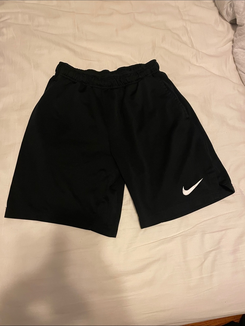 Nike Black Athletic Shorts with White Swoosh (Nike Dri fit)